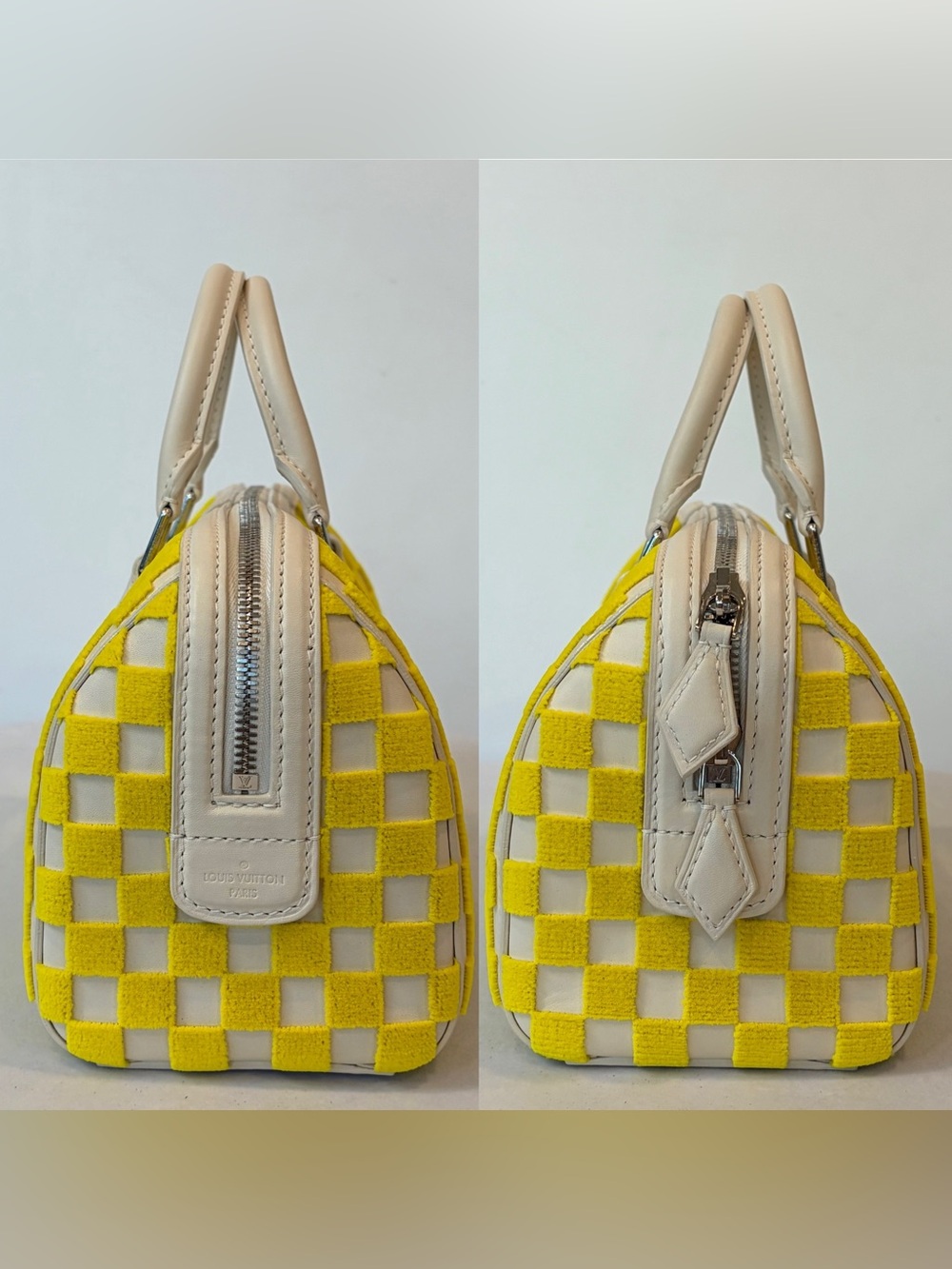 Louis Vuitton 2013 LTD Damier Plush Cube Speedy EastWest, yellow/silver, EUC🦄 - Picture 7 of 17